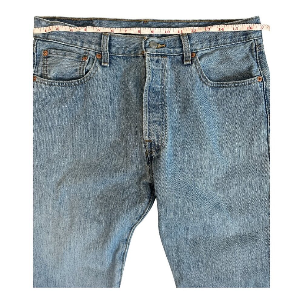 Levi's 501 Jeans‎ Mens 34x29 Blue Denim Straight Leg Button Fly Western Preppy - Picture 7 of 9